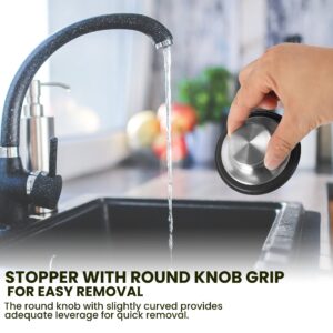 (2-Pack) Stainless Steel Kitchen Sink Stoppers - 3.35” x 1.18” Universal Fit Sink Drain Stoppers- with Strong Rubber Seal and Round Knob Grip - Suitable Replacement for InSinkErator STP-SS Stopper