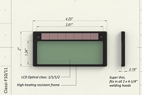 Tefuawe 2x4 1/4 Auto Darkening Welding Lens, Low Amps 5A Tig, Shade 11, Ultra Clear, Cool Blue Color for Pipeliner and Pancake Welding Hood