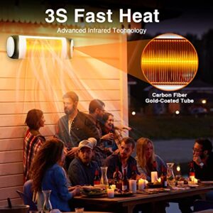 Outdoor Patio Heater, Trustech Infrared Heater with1500W, Remote Control and Timer, Indoor/Outdoor Heater with Overheat Shut Off Protection, Quiet Operation for Patio Use, Backyard,Garage,Wall Mount