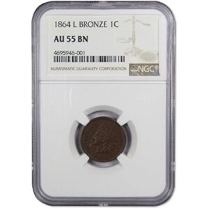 1864 l indian head cent au 55 bn ngc penny 1c us coin sku:ipc7518