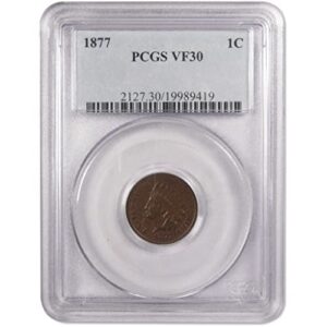 1877 indian head cent vf 30 pcgs penny 1c us coin sku:ipc7519