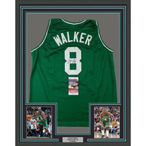 framed autographed/signed antoine walker 33x42 boston green basketball jersey jsa coa