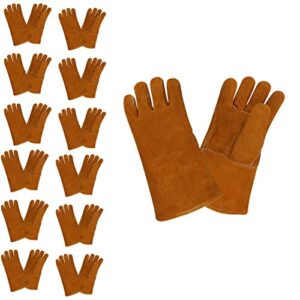 cordova 7635 regular shoulder leather welder gloves, straight thumb with thumb guard, aramid sewn, full sock lining, russet, large, 12-pack bulk welder's gloves