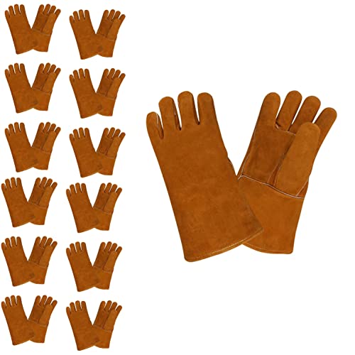 Cordova 7635 Regular Shoulder Leather Welder Gloves, Straight Thumb with Thumb Guard, Aramid Sewn, Full Sock Lining, Russet, Large, 12-Pack Bulk Welder's Gloves