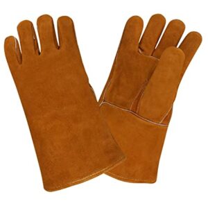 Cordova 7635 Regular Shoulder Leather Welder Gloves, Straight Thumb with Thumb Guard, Aramid Sewn, Full Sock Lining, Russet, Large, 12-Pack Bulk Welder's Gloves