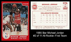 1985 star michael jordan #2 of 11 all rookie first team reprint - basketball card