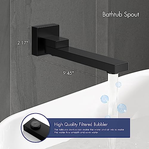 Eridanus Shower System with Tub Spout, Rough-in Valve Included, Shower Trim Kit Complete Set, 3-Function Rainfall Faucet Combo Sets, 10-inch Shower Head with Handheld and Tub Filler, Black Matte