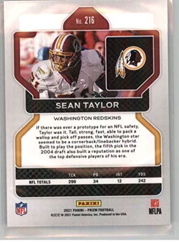 2021 Panini Prizm #216 Sean Taylor Washington Football Team Official NFL Football Trading Card in Raw (NM or Better) Condition