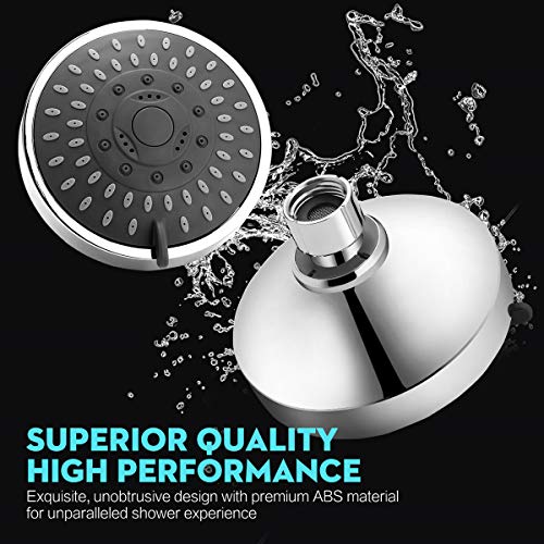 WarmSpray High Pressure Shower Head 5 Settings Fixed Showerhead 4 Inch High Flow Bathroom Showerhead with Adjustable Brass Ball Joint for Luxury Shower Experience Even at Low Water Pressure