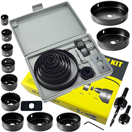 Hole Saw Kit, 16-Piece Set. Specially Constructed Heat Treated Carbon Steel, Metal Hole Saw Kit Mandrels, Ideal for Soft Wood, PVC Board，Wood, Plastic, Drywall