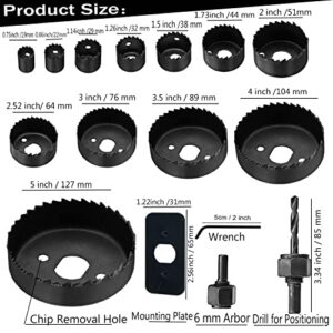 Hole Saw Kit, 16-Piece Set. Specially Constructed Heat Treated Carbon Steel, Metal Hole Saw Kit Mandrels, Ideal for Soft Wood, PVC Board，Wood, Plastic, Drywall