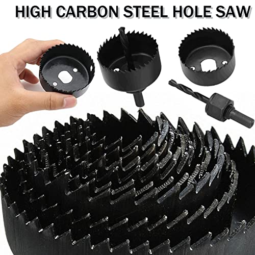 Hole Saw Kit, 16-Piece Set. Specially Constructed Heat Treated Carbon Steel, Metal Hole Saw Kit Mandrels, Ideal for Soft Wood, PVC Board，Wood, Plastic, Drywall