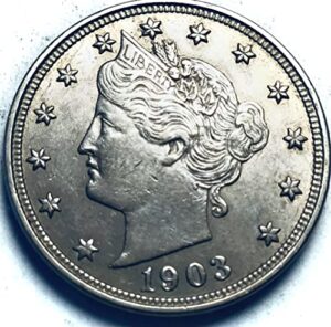 1903 no mint mark liberty v nickel seller about uncirculated