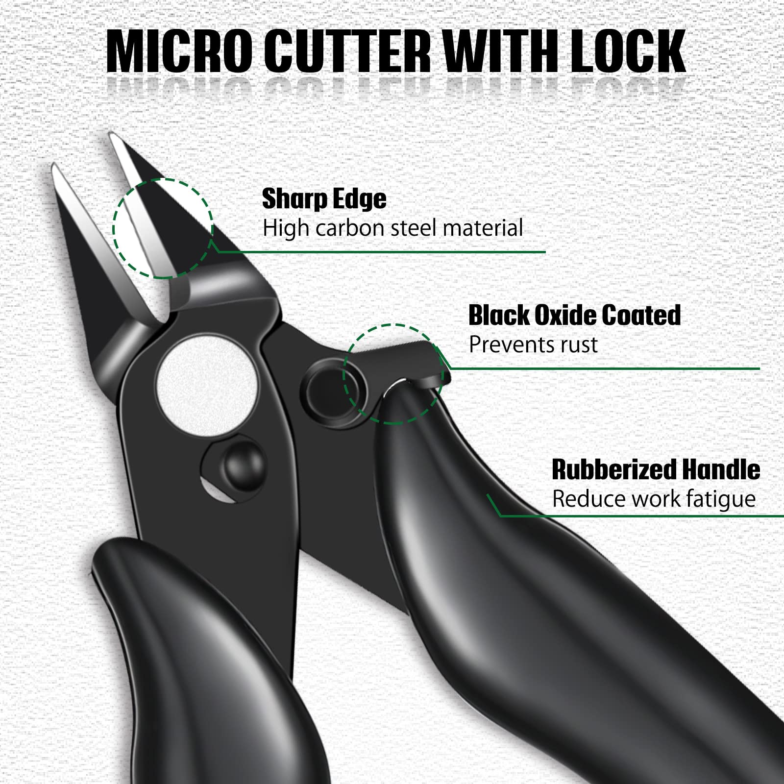 3 Packs 3.5 Inch Micro Cutter with Lock Flush Cutter Mini Wire Cutters Side Cutters Diagonal Cutting Pliers Small Flush Cut Pliers Jewelers Tools Soft Wire Snips Nippers for Electronic, Model, Black