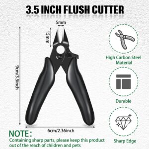 3 Packs 3.5 Inch Micro Cutter with Lock Flush Cutter Mini Wire Cutters Side Cutters Diagonal Cutting Pliers Small Flush Cut Pliers Jewelers Tools Soft Wire Snips Nippers for Electronic, Model, Black