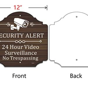 2 Pack Security Alert 24 Hour Video Surveillance Signs No Trespassing Signs 12 x 12 Inches CCTV Camera Warning Safety Signs Metal Reflective Sturdy Rust Aluminum Waterproof Easy to Install