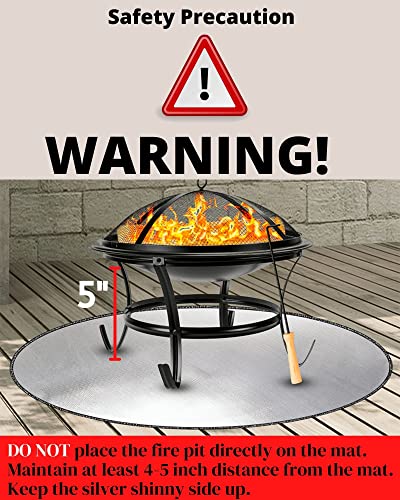 38-inch Fire Pit Mat for Under Fire Pit, Round | 3 Layered Premium Quality | Firepit Mat for Deck, Grass, Concrete, BBQ Grill, & Smoker | Fireproof Deck Protector