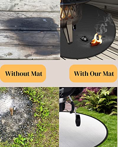 38-inch Fire Pit Mat for Under Fire Pit, Round | 3 Layered Premium Quality | Firepit Mat for Deck, Grass, Concrete, BBQ Grill, & Smoker | Fireproof Deck Protector