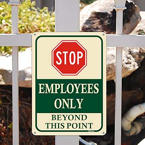 Employees Only Beyond This Point Signs 10"x7" Stop Do Not Enter Signs Restricted Area Signs Metal Reflective Rust Free Aluminum UV Protected Waterproof Easy Mounting Outdoor Use 2 Pack