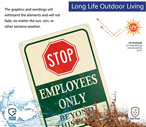 Employees Only Beyond This Point Signs 10"x7" Stop Do Not Enter Signs Restricted Area Signs Metal Reflective Rust Free Aluminum UV Protected Waterproof Easy Mounting Outdoor Use 2 Pack