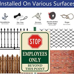 Employees Only Beyond This Point Signs 10"x7" Stop Do Not Enter Signs Restricted Area Signs Metal Reflective Rust Free Aluminum UV Protected Waterproof Easy Mounting Outdoor Use 2 Pack