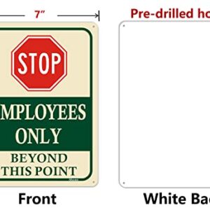 Employees Only Beyond This Point Signs 10"x7" Stop Do Not Enter Signs Restricted Area Signs Metal Reflective Rust Free Aluminum UV Protected Waterproof Easy Mounting Outdoor Use 2 Pack