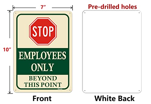 Employees Only Beyond This Point Signs 10"x7" Stop Do Not Enter Signs Restricted Area Signs Metal Reflective Rust Free Aluminum UV Protected Waterproof Easy Mounting Outdoor Use 2 Pack