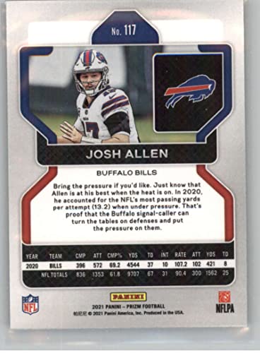 2021 Panini Prizm #117 Josh Allen Buffalo Bills Official NFL Football Trading Card in Raw (NM or Better) Condition