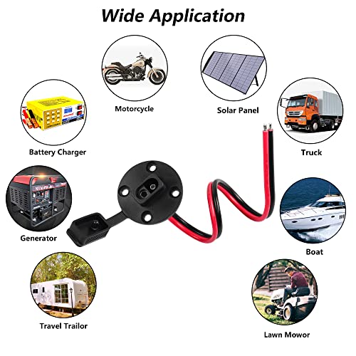 CERRXIAN 30cm 12awg SAE Socket Solar Weatherproof Sidewall Port Cable, SAE Solar Panel Flush Mount Connector Plug Cable (4-Pack)