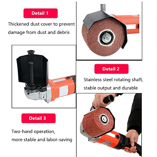 110V 1400W Burnishing Polishing Machine, funchic Handheld Adjustable Sander Polisher Weel, Electric Sander Polisher for Wood Stainless Steel Polishing with 2 Wheel