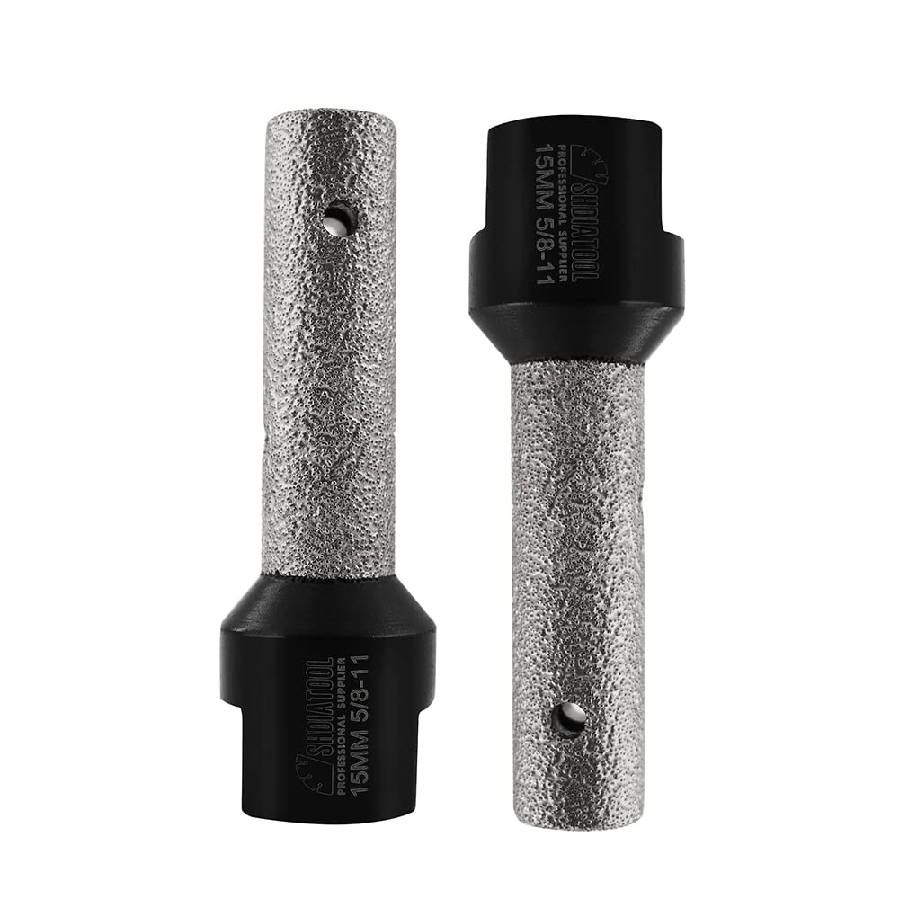 SHDIATOOL Diamond Finger Milling Bits 15mm of Enlarging and Shaping Round Bevel Existing Holes for Tile Porcelain Hard Ceramic Stone(Pack of 2)