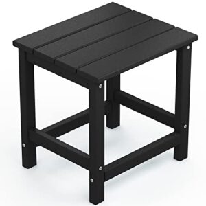 kingyes adirondack side table, patio outdoor rectangular end table, black