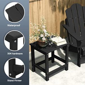 KINGYES Adirondack Side Table, Patio Outdoor Rectangular End Table, Black