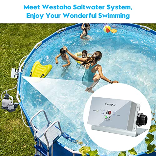 Saltwater Pool System, Westaho Salt Chlorine Generator for Above Ground Pools Up to 15,000 Gallons, Keeps Pool Water Clean, IP 66 Waterproof
