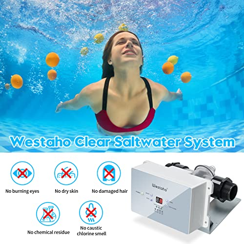 Saltwater Pool System, Westaho Salt Chlorine Generator for Above Ground Pools Up to 15,000 Gallons, Keeps Pool Water Clean, IP 66 Waterproof