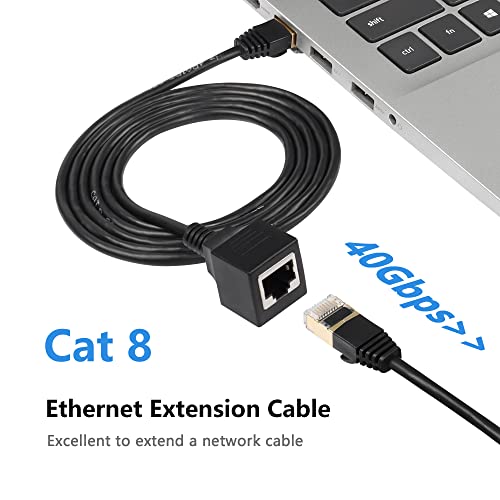 SinLoon Cat8 LAN Cable,Ethernet Extension Cable,High Speed 40Gbps 2000Mhz Network Cord,RJ45 Network Patch Cord Male to Female Connector for Router Modem TV PC Computer Laptop (M/F 1.5M/4.9FT)