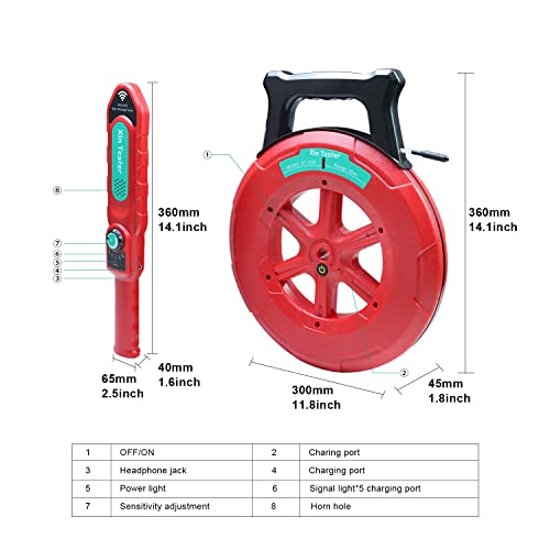 Xin Tester Pipe Locators, Water Pipe Blockage Detector for PVC/Plastic/Metal Underground Pipeline Blocking Clogging Finder Sewer Wall Scanner Plumbing Tools 30M(XT-630)