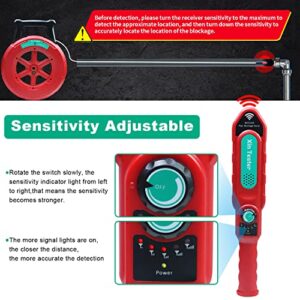 Xin Tester Pipe Locators, Water Pipe Blockage Detector for PVC/Plastic/Metal Underground Pipeline Blocking Clogging Finder Sewer Wall Scanner Plumbing Tools 30M(XT-630)