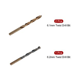 uxcell 3 Pcs 6.1mm 6.2mm Straight Shank Twist Drill Bits, High Speed Steel Metric Spiral Twist Drill Bit