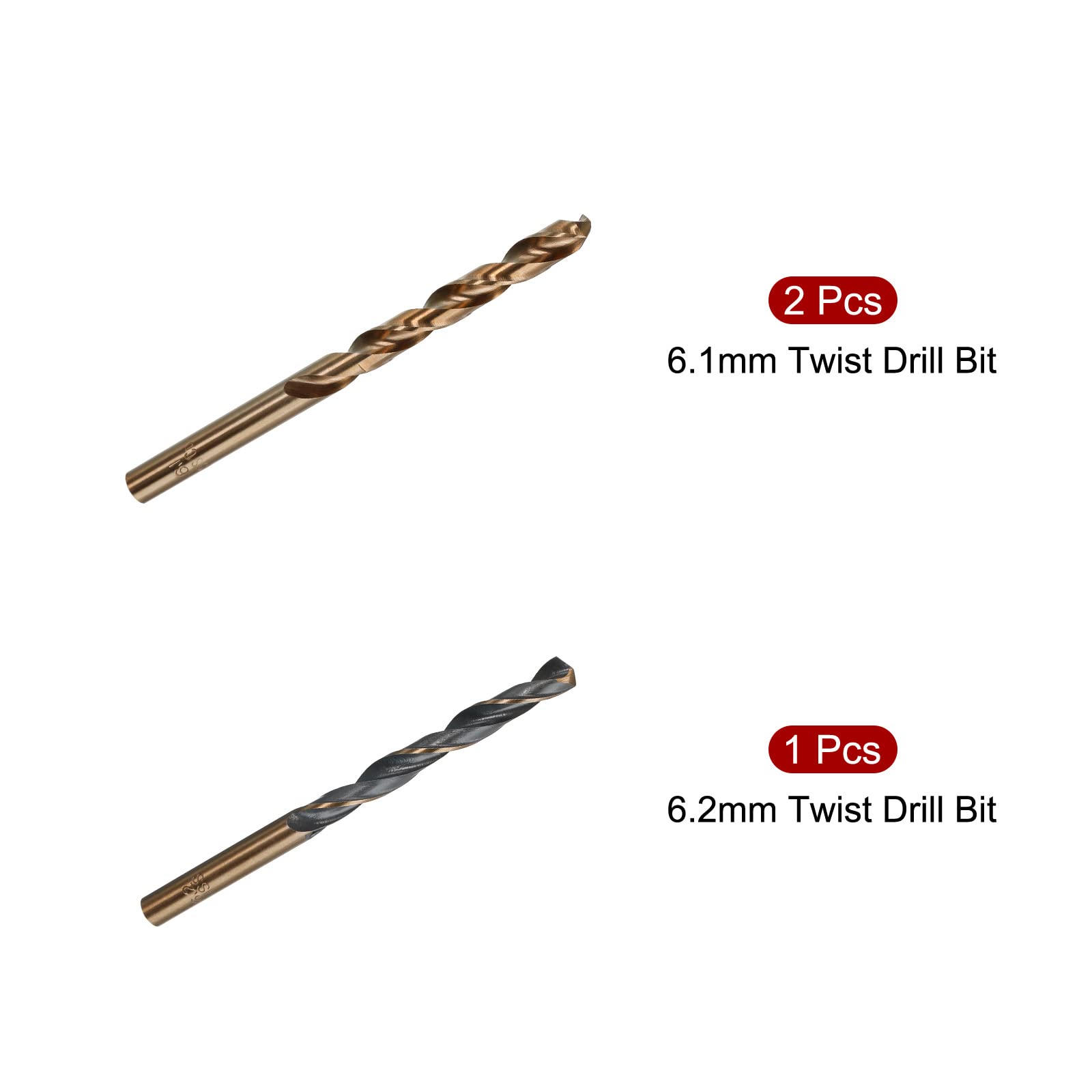 uxcell 3 Pcs 6.1mm 6.2mm Straight Shank Twist Drill Bits, High Speed Steel Metric Spiral Twist Drill Bit