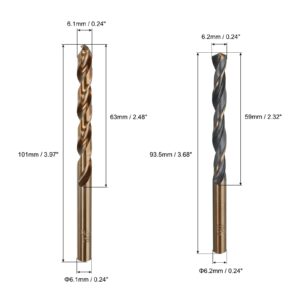 uxcell 3 Pcs 6.1mm 6.2mm Straight Shank Twist Drill Bits, High Speed Steel Metric Spiral Twist Drill Bit