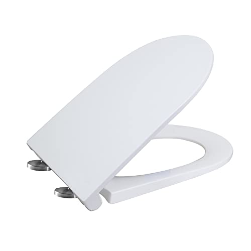 UF080 18.25" Elongated U Shape Toilet Seat Soft Close Quick Release UF Heavy Duty Bigger Cover White