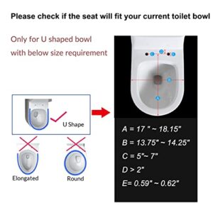 UF080 18.25" Elongated U Shape Toilet Seat Soft Close Quick Release UF Heavy Duty Bigger Cover White