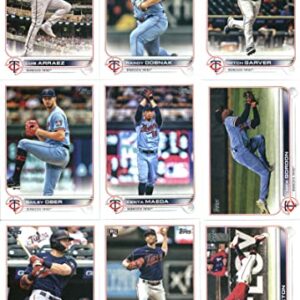 2022 Topps Series 2 Minnesota Twins Team Set of 13 Cards: Jovani Moran(#387), Joe Ryan(#390), Jorge Polanco(#417), Minnesota Twins(#435), Randy Dobnak(#451), Luis Arraez(#453), Mitch Garver(#529), Byron Buxton(#576), Bailey Ober(#590), Trevor Larnach(#596