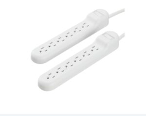 power strip 6 outlet surge protector 2-pack white with power cord by onn