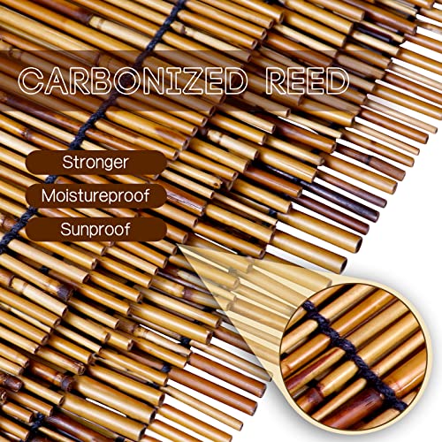 ZNCMRR Natural Reed Fencing Rolls,4FT X 16.4FT Eco-Friendly Reed Screen Curtain Balcony Reed Fence Bamboo Screen Fencing for Outdoor Backyard Patio（Brown）