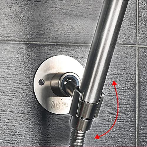 360° Adjustable 304 Stainless Stell Handheld Shower Head Holder Wall Mount, Bathroom Shower Head Bracket with Screw Set, Shower Spray Holder, Shower Wand Holder(Silver)