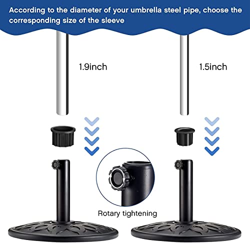 2Sets Patio Umbrella Stand Accessories with Screws, Outdoor Umbrella Pole Mount Umbrella Mount Holder Cover and Cap Fit 2.17inch Poles for Patio Table Balcony Decks Backyard (6PCS)