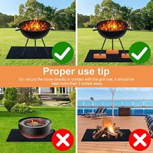 48" Fire Pit Mats for Under Fire Pit,Grill Mats for Outdoor Grill Deck Patio Protector,Flame Retardant & Heat Insulation BBQ Mat for Under BBQ,Fireproof Mat for Fire Pit(Size:48 * 30)