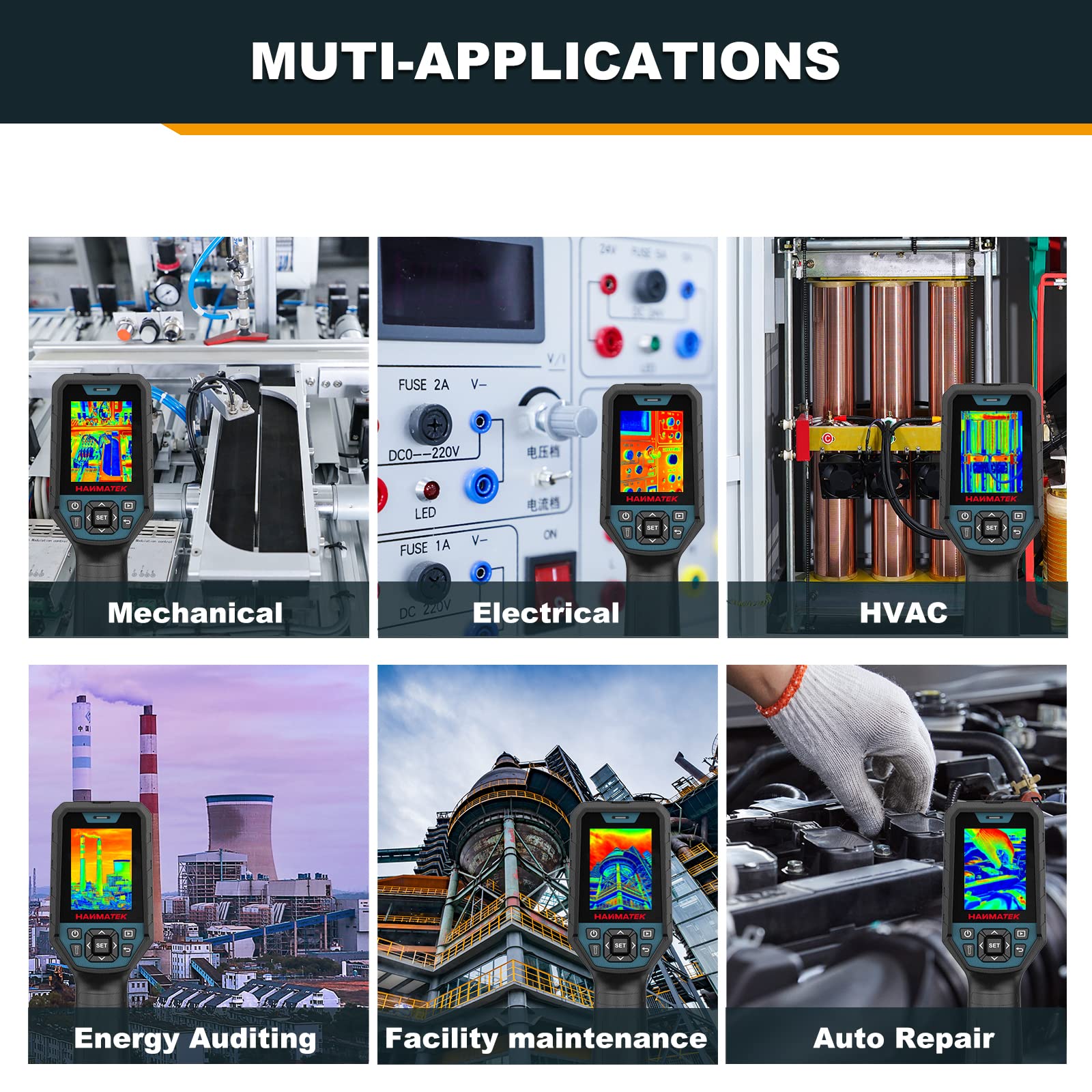 HANMATEK Thermal Camera Ti120 Imaging Tool for Temperature Anomalies, with Resolution of 120 x 90 Pixels, Temperature Range -68℉ to +752 ℉,Rechargeable Li-ion Battery